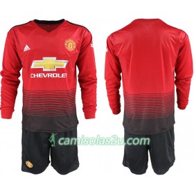 Camisolas de Futebol Manchester United Criança Equipamento Principal 2018/19 Manga Comprida